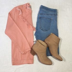 Gypsies & Moondust Boho Pink Ruffle Sweatshirt